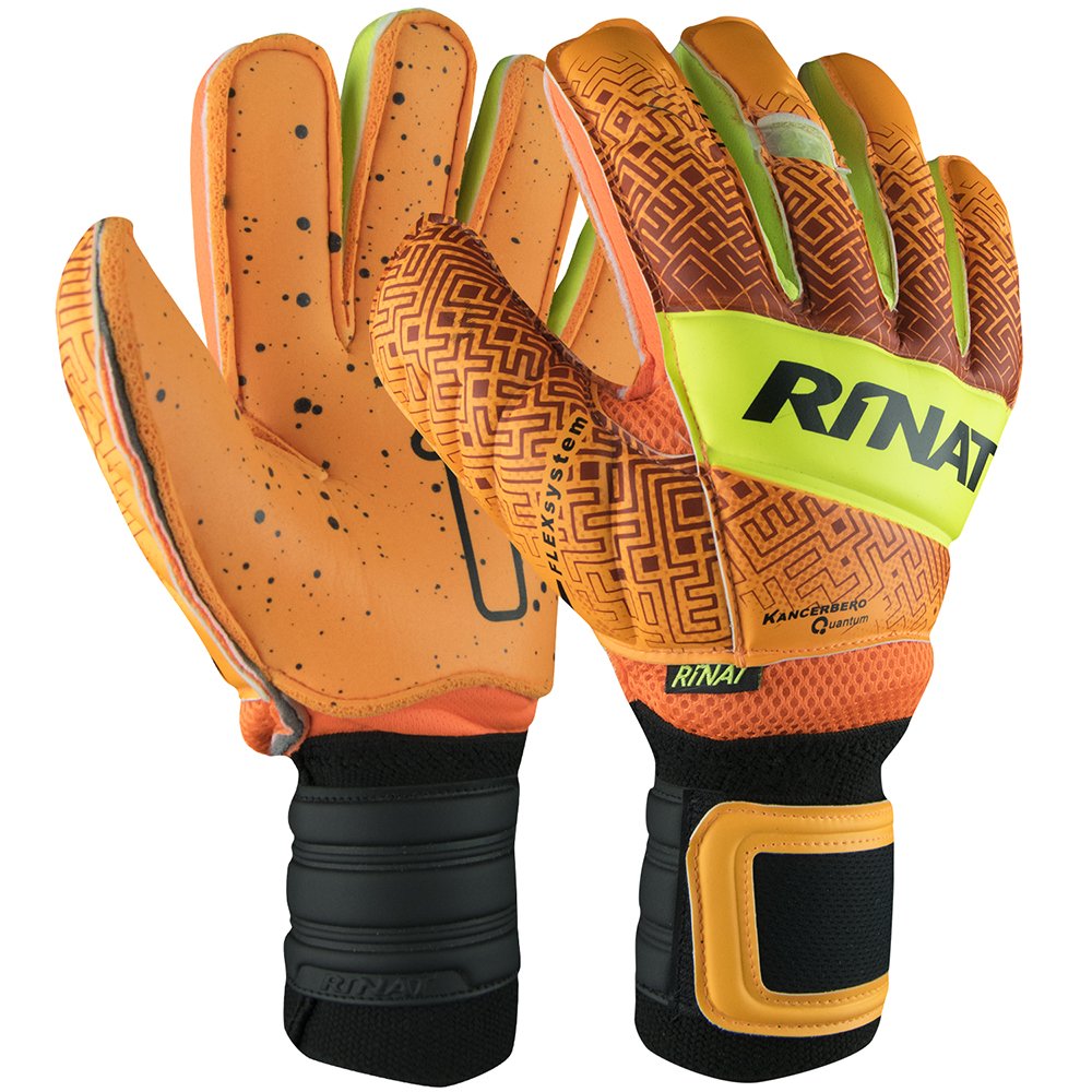 Rinat Unisex Child Kancerbero Quantum Spine Turf Goalkeeper Glove - Orange/Neon Yellow, 4