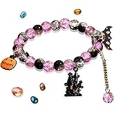 Smilelife Halloween Bracelet for Women Pumpkin Bat Haunting House Boo Clay Bead Stackable Bracelet Halloween Party Gifts