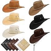 KisSealed 12Pcs Cowboy Hats and Bandanas,Western Cowboy Hats Bulk,Wide Brim Cowgirl Hats Costume Party for Men Women