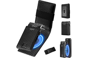 iwantit 3 in 1 MagSafe Wallet: Slim Bifold Money Clip - Smart Pop up Card Holder - Cash Strap, Mens Minimalist Magnetic Wallet, Apple Wallet for iPhone, ID Window, Premium Leather, RFID Blocking