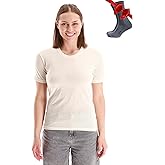 Merino.tech Merino Wool T Shirt Women - 100% Merino Wool Base Layer Women Short Sleeve Moisture-Wicking Tee and Hiking Socks