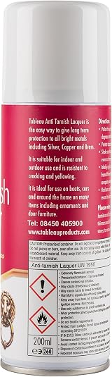Tableau Anti Tarnish Lacquer 200ml Spray for Silver Copper Brass Shine view 2