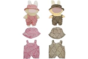 FEAYEA 17cm Doll Clothes - 4PCS Clothes and Hats，for 6.7 Inches Pink & Brown Doll Accessories Including 2 Complete Sets of Clothing