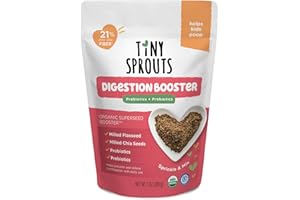 TINY SPROUTS ORGANIC SUPERSEED BOOSTERS Tiny Sprouts Organic Milled Chia & Flaxseed Digestion Blend + Probiotics + Vitamin D3 | Kids Natural Constipation Support & Gut Health Booster | Prebiotic Fiber, Omega-3, Iron, Zinc | Apple & Cinnamon Superseed Blend | 7 oz x 1 Pack