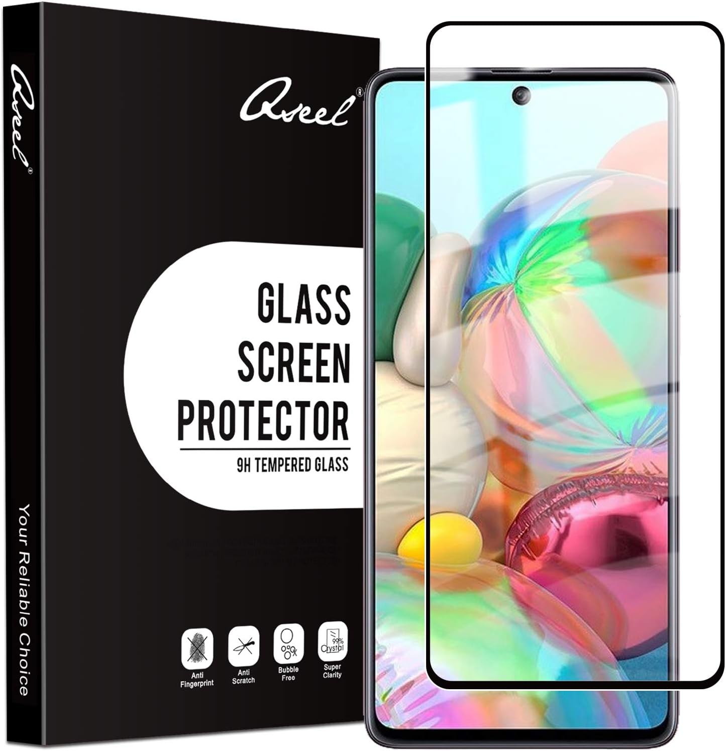 3-Pack for Samsung Galaxy A71 Tempered Glass Screen Protector, QSEEL for Galaxy A71 Screen Film Oleophobic Coating Glass Protector High Clarity Screen Protector for (Samsung Galaxy A71)