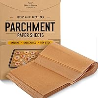 Parchment Paper Baking Sheets by Baker's Signature | Precut Non-Stick & Unbleached - Will Not Curl or Burn - Non-Toxic & Come