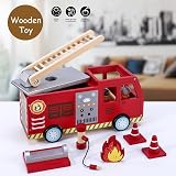 SOKA Wooden Fire Engine Truck with Figurines Montessori Toy Set Ages 3+ view 2