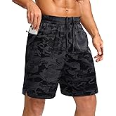 Pudolla Men's 7" Gym Workout Shorts with Zipper Pockets Lightweight Quick Dry Running Athletic Shorts for Men