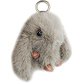 jtkdxqs Soft Cute Bunny Keychain Artificial Mink Fur Plush Fluffy Pom pom Rabbit Key Ring Car Key Chain Accessories for Women