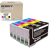 Doswy 5 Packs T127 Remanufacture Ink Cartridge Replacement for Epson 127 T127 use for Workforce 545 845 645 WF-3540 WF-3520 WF-7010 WF-7510 WF-7520 NX530 NX625 (2 Black 1 Cyan 1 Magenta 1 Yellow)