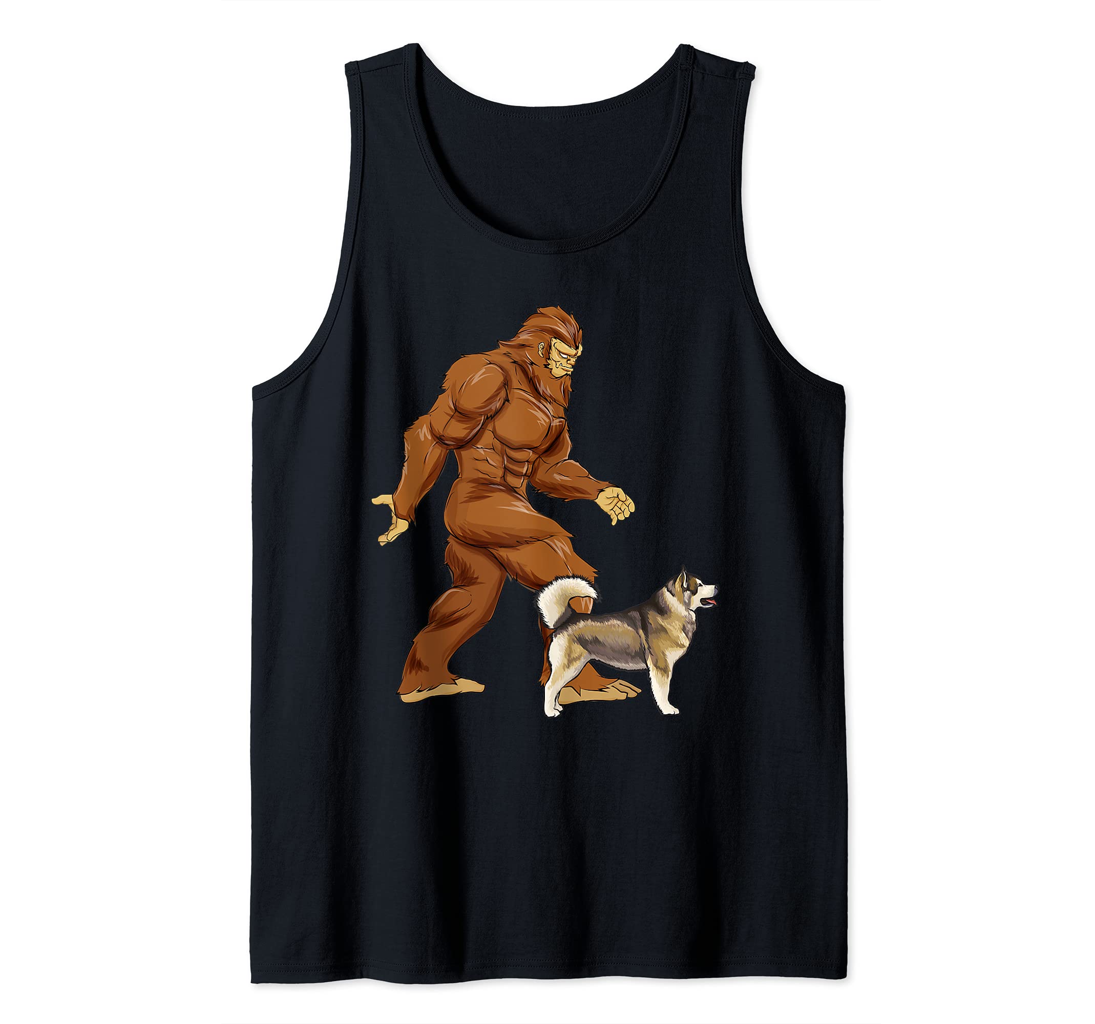Funny Bigfoot Walking Alaskan Malamute Sasquatch Dog Tank Top