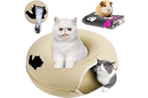 Homagico Peekaboo Cat Cave for Indoors Cats,Cat Dounut Cat Tunnel Bed,Hiding and Exploring Fun,Exercise Scratching, for Large Cat Up to 30 Lbs