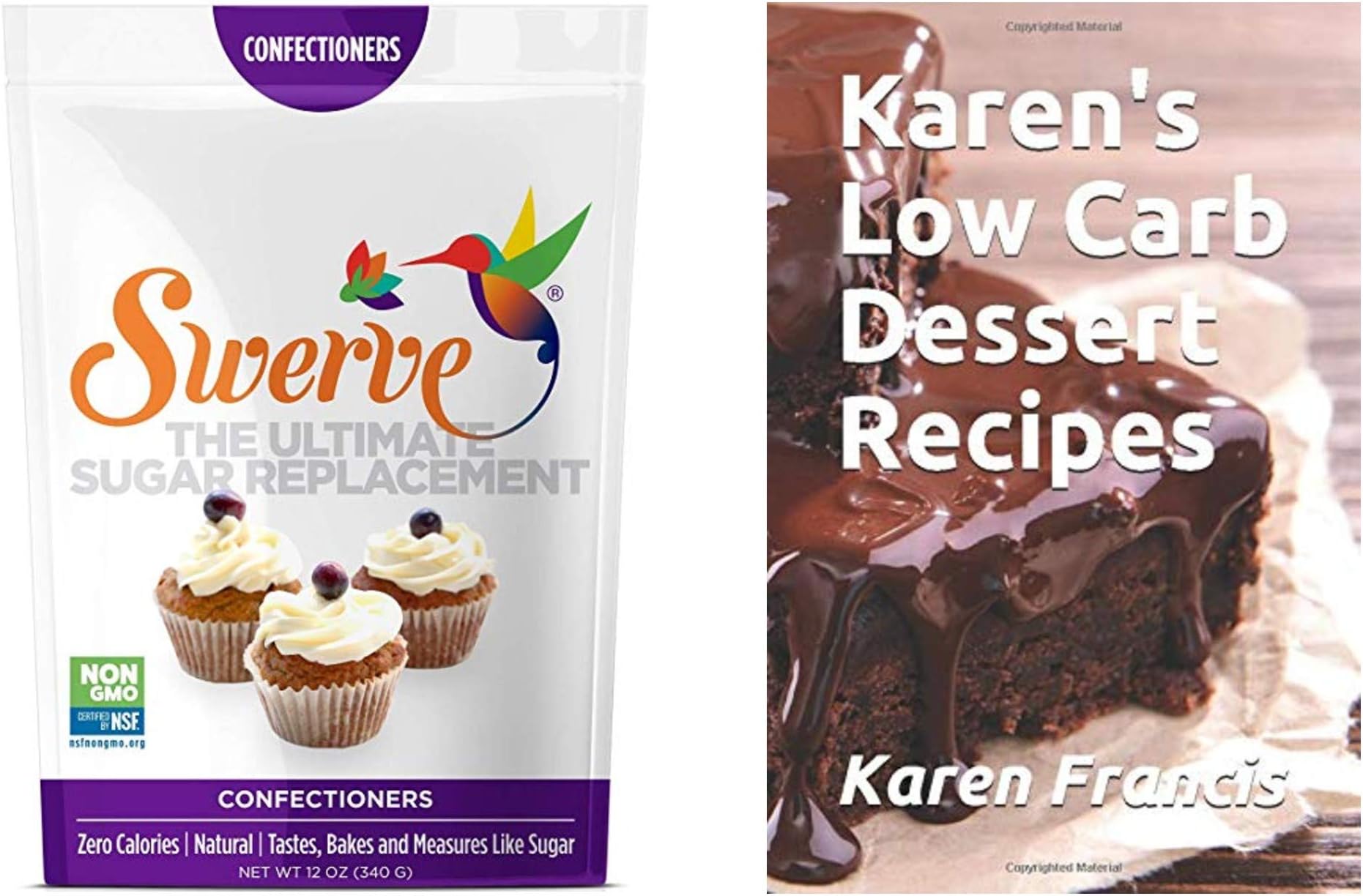 Swerve Confectioners Sweetener Value Pack. Includes Karens Low Carb Dessert Recipes Cookbook. Use Granulated Swerve Confectioners Sugar to Create Paleo, Keto, and Low Carb Desserts.