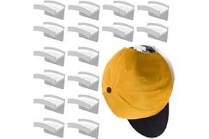 FLANCCI Hat Hooks for Wall, Minimalist Design, Self Adhesive Hat Rack, Strong Hold Hat Hanger for Hat Organizer, Hat Storage, Hat Holder, Hat Display for Baseball Caps, White Hook (16-Pack)…
