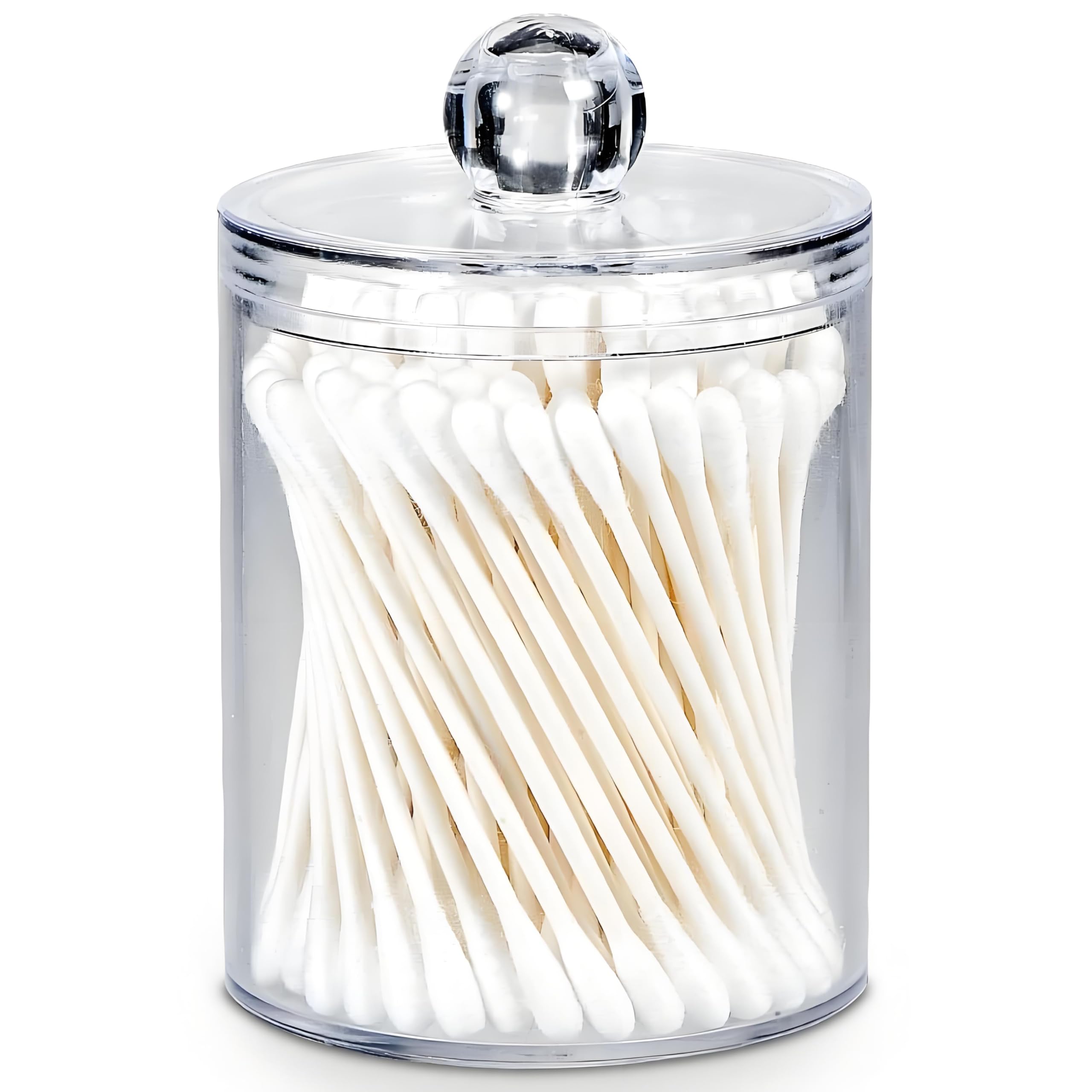 Photo 1 of AXX Qtip Dispenser Apothecary Jars Bathroom - Qtip Holder Storage Canister Clear Plastic Jar for Cotton Ball,Cotton Swab,Q-Tips