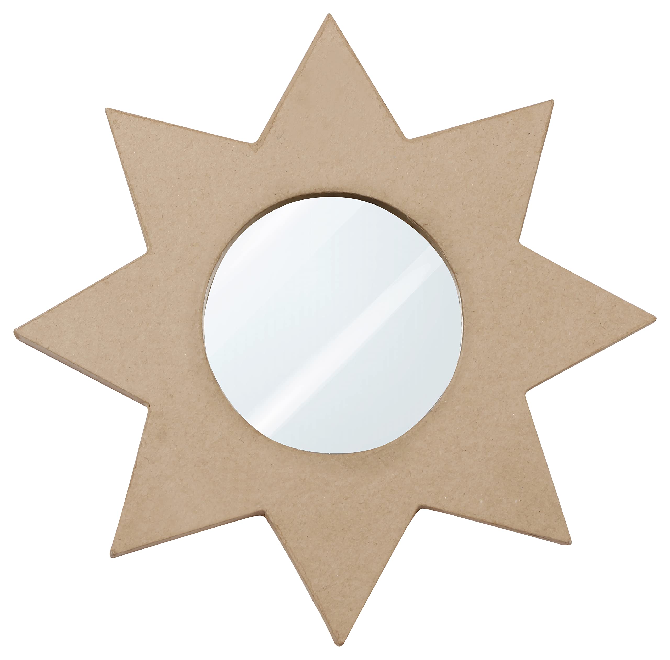 Décopatch HD081C - A sun mirror to personalize - 1 hook on the back to hang the mirror - Customizable papier-mâché object - Dimensions: 28x1x28cm