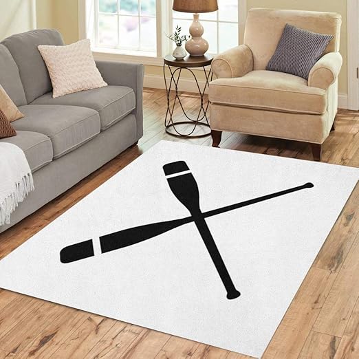 Amazon Com Pinbeam Area Rug Blue Boat Oars Crossed Dragon Paddle