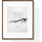 16 x 20 Picture Frame with HD Tempered Glass, USA-Sourced Walnut Wood Photo Frame Matted to 11x14, Rounded Corner 16x20 Wooden Frames, Vertical or Horizontal Wall Display Poster & Art Prints