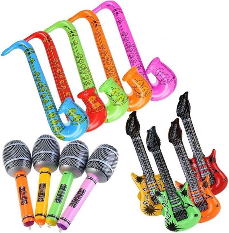 Yojoloin 12PCS Jumbo Inflatable Guitar Saxophone Microphone Balloons Party Props