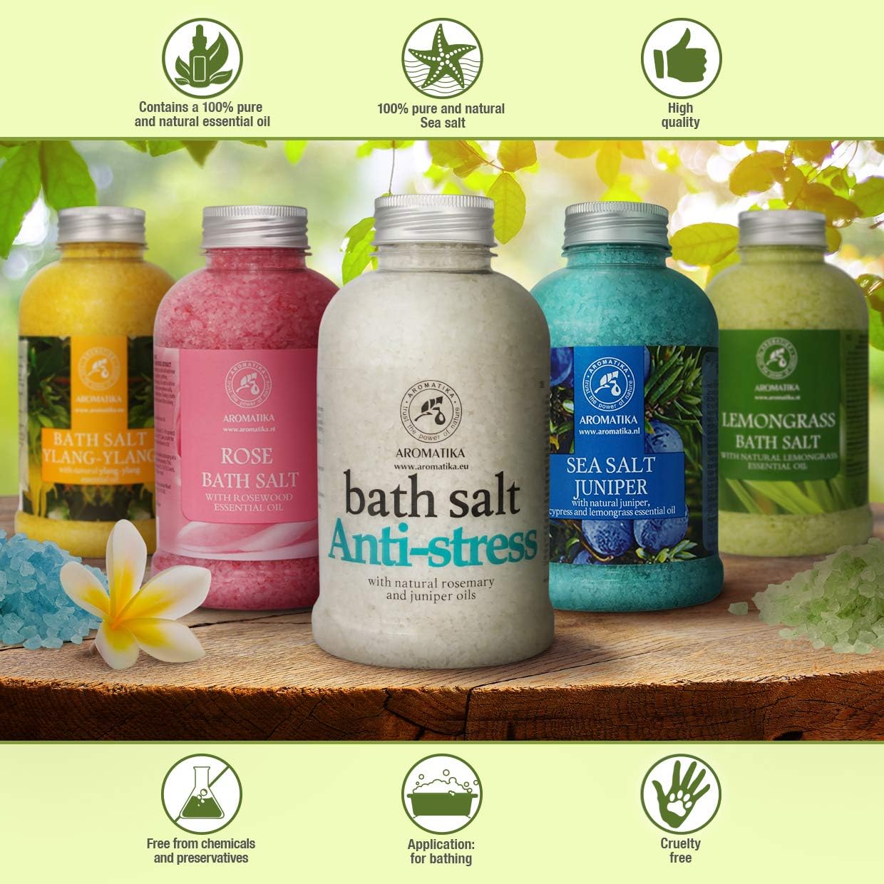 AROMATIKA Anti Stress Bath Salts with Rosemary & Juniper Essential Oils - Image 3