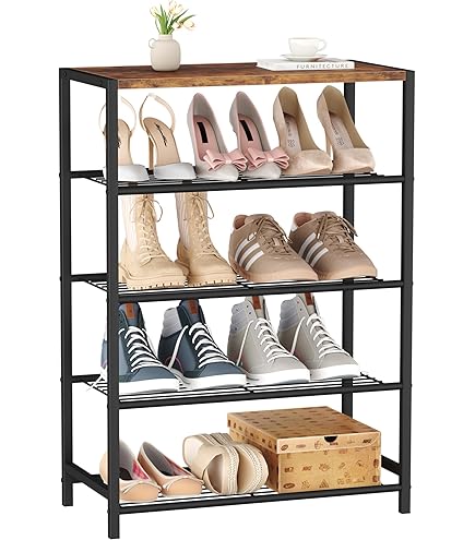 Amazon.com: Honey-Can-Do 2-Tier Steel Shoe Rack, Slatted Shelves