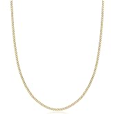 Barzel 18K Gold Plated Curb/Cuban Link Chain Necklace 2MM, 3MM, 4MM, 5MM For Women or Men - Made In Brazil