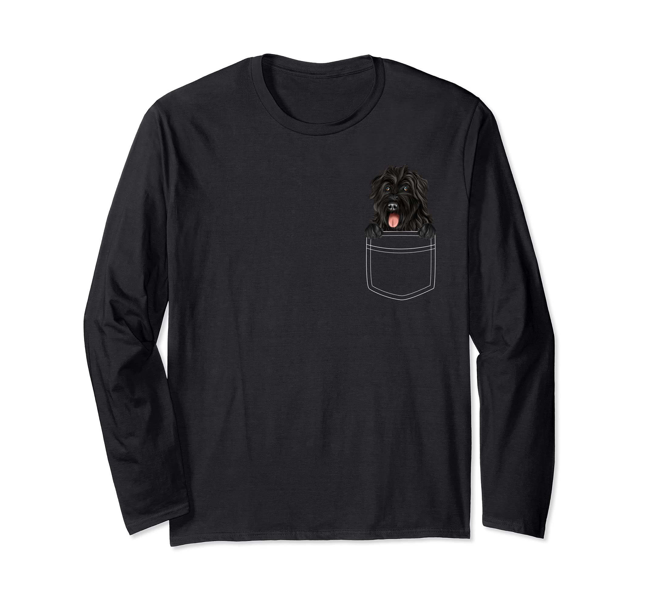 Bouvier des Flandres Dog In Pocket Funny Dog Lover Long Sleeve T-Shirt