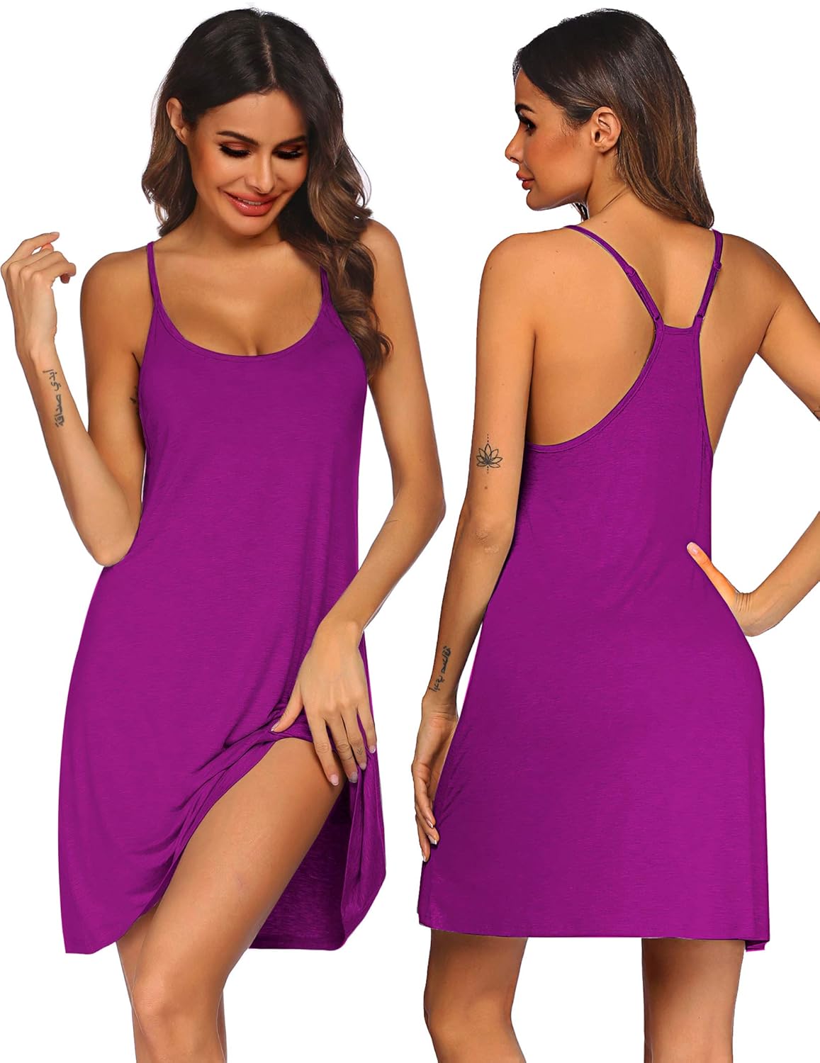 Buy Ekouaer Sexy Sleepwear for Women Tank Nightgown Chemise Racerback Sleeveless Sleep Dress 