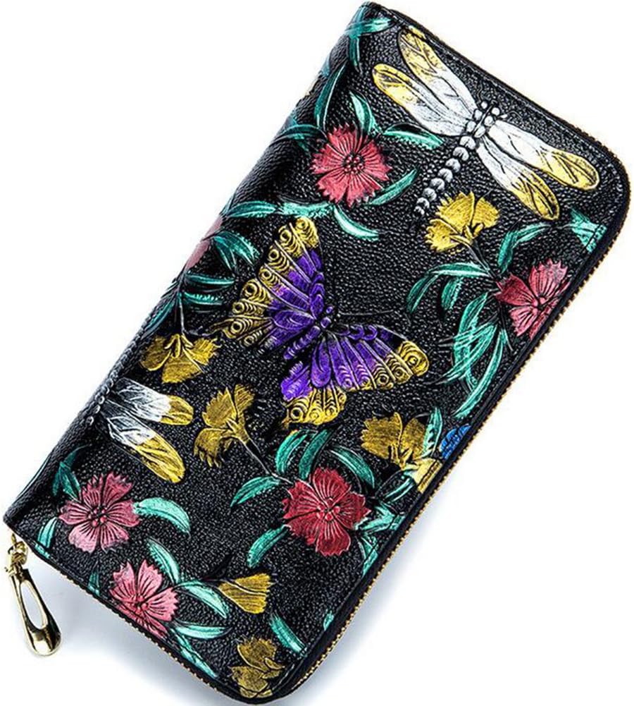 Fenarzo Women's Zip Around Card Case Wallet Cell Phone Purse
