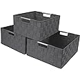 Sorbus Storage Box Woven Basket Bin Container Tote Cube Organizer Set Stackable Storage Basket Woven Strap Shelf Organizer Built-in Carry Handles (Gray)