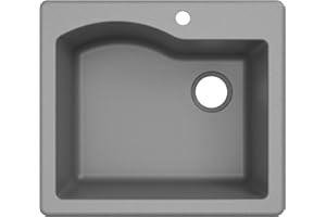 KRAUS KGD-441 Quarza 25-inch Dual Mount Single Bowl Granite Kitchen Sink in Grey