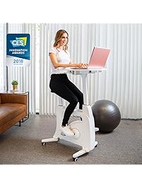 FLEXISPOT Desk Bike Stand up Folding Exercise Desk Cycle Height Adjustable Office Desk Stationary Exercise Bike - Deskcise Pro - 2018 CES Innovation Awards Almost Fully Assemble