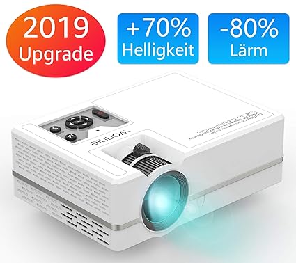WONNIE Mini LED Beamer, Echte 2400 Lumen, Video Projektor mit 1080P Ful lHD Unterstützung, kompatibel zu iPhone/iPad/Laptop/T