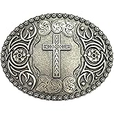 FRTLSL Western Belt Buckles for Men Women Rodeo Cowgirl Cowboy, Vintage Religious Cross Faith Belt Buckle