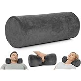 AllSett Health Round Cervical Roll Cylinder Bolster Pillow with Removable Washable Cover, Ergonomically Designed for Head, Neck, Back, and Legs, Grey | 13" X 5"