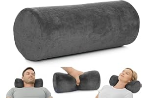 All Sett Health Bamboo Gray Round Cervical Roll Cylinder Bolster Pillow with Removable Washable Cover Ergonomically Designed 