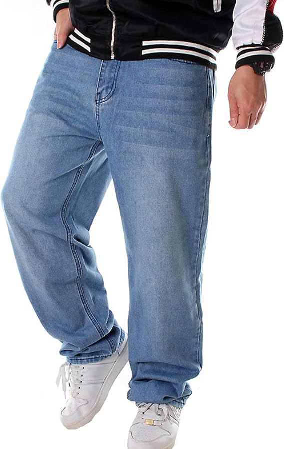 Mens Jeans Fashion Skateboard Pants Straight Type Hip Hop Little Baggy