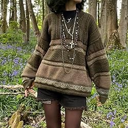 Striped Sweater Women Y2k Patchwork Vintage Casual