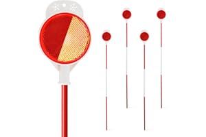 YOHSUGO Driveway Markers Reflectors, Double Sided Reflective Driveway Markers 48 inch, Metal Snow Plow Stakes High Visibility Safety at Dark Night, 4-Pack Markers Reflector on Poles, Rust-Proof, Easy Install