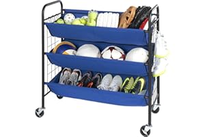 Neatfreak 3 Tier Blue Storage Organizer Rolling Garage Storage Bins with Casters - Yard Tool Organizer for Garage - Stores Gardening & Home Supplies, Hand Tools & Sports Equipment