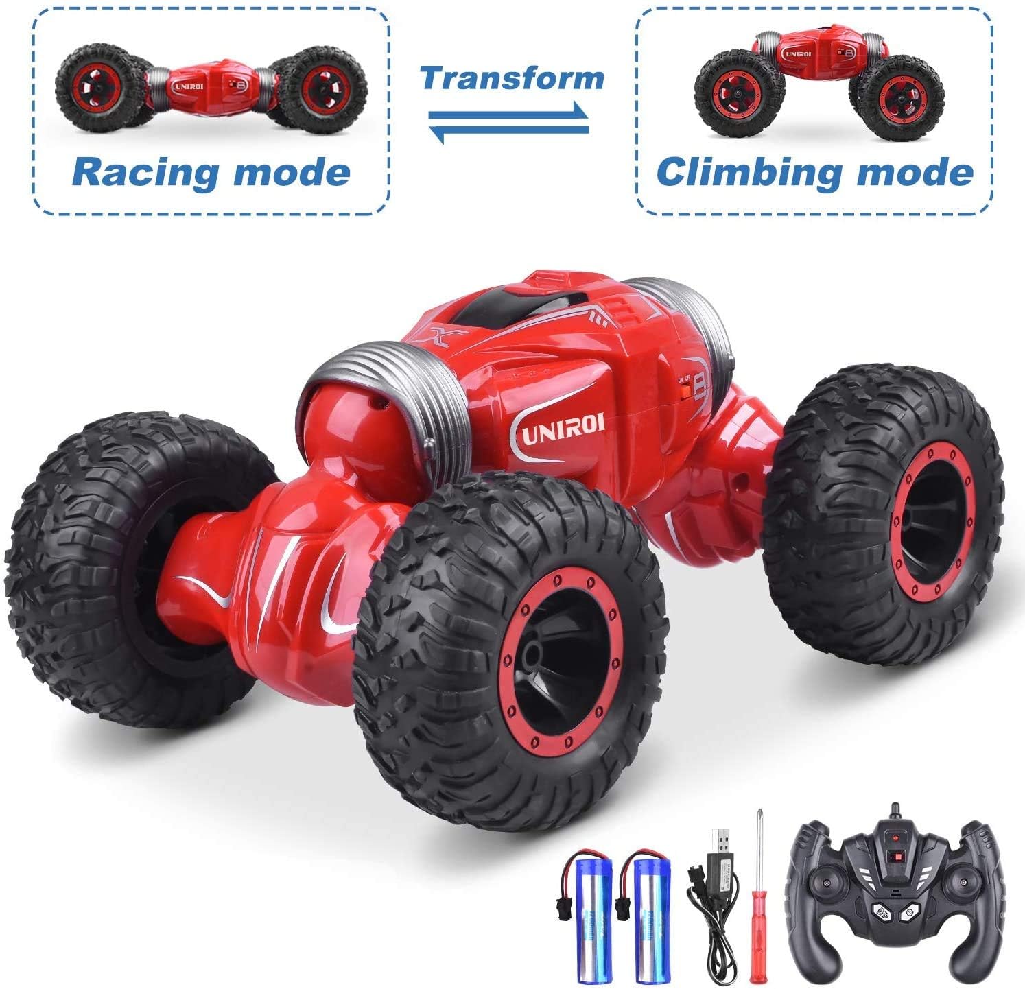UNIROI Remote Control RC Car, RC Stunt Cars 1:16 2.4G RC Trucks Rock Crawler Off Road Vehicles 4WD Dual Motors Electric Racing Car Toy for Kids & Adults