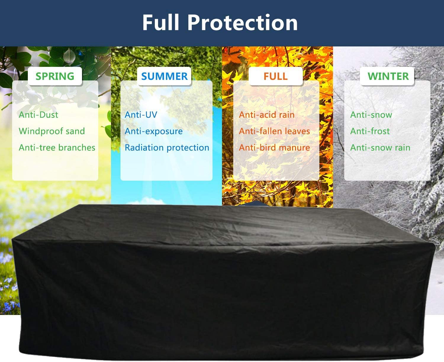 SARCCH Patio Furniture Cover, Outdoor Sectional Furniture Set Covers, Table Chair Sofa Covers, Durable and Convenient, Waterproof Snow Dust Wind Proof，Anti-UV Fits to 6-8 Seat (83''x52''x29'') : Garden & Outdoor