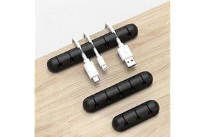 3 Pcs Cord Organizer 3/5/7-Slot Cable Management Self Adhesive Cable Holder Clips for Desktop Nightstand Office Black