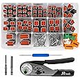 JRready ST6146 Deutsch Connector Kit with Crimper, DT 2 Pin Connector, 3 4 6 8 12 Pin Connectors, Deutsch Pins Size 16 Solid Contacts, Deutsch Crimp Tool ACT-M202 for 12-22AWG