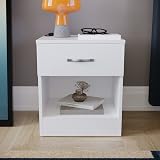 Vida Designs Large White Bedside Cabinet 1 Drawer Melamine Metal Handles view 3