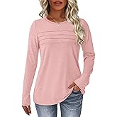 NORACORA Long Sleeve Shirts for Women Pleated Tunic Basic Tops Dressy Casual Business Blouses Loose Trendy Fall Fashion 2025