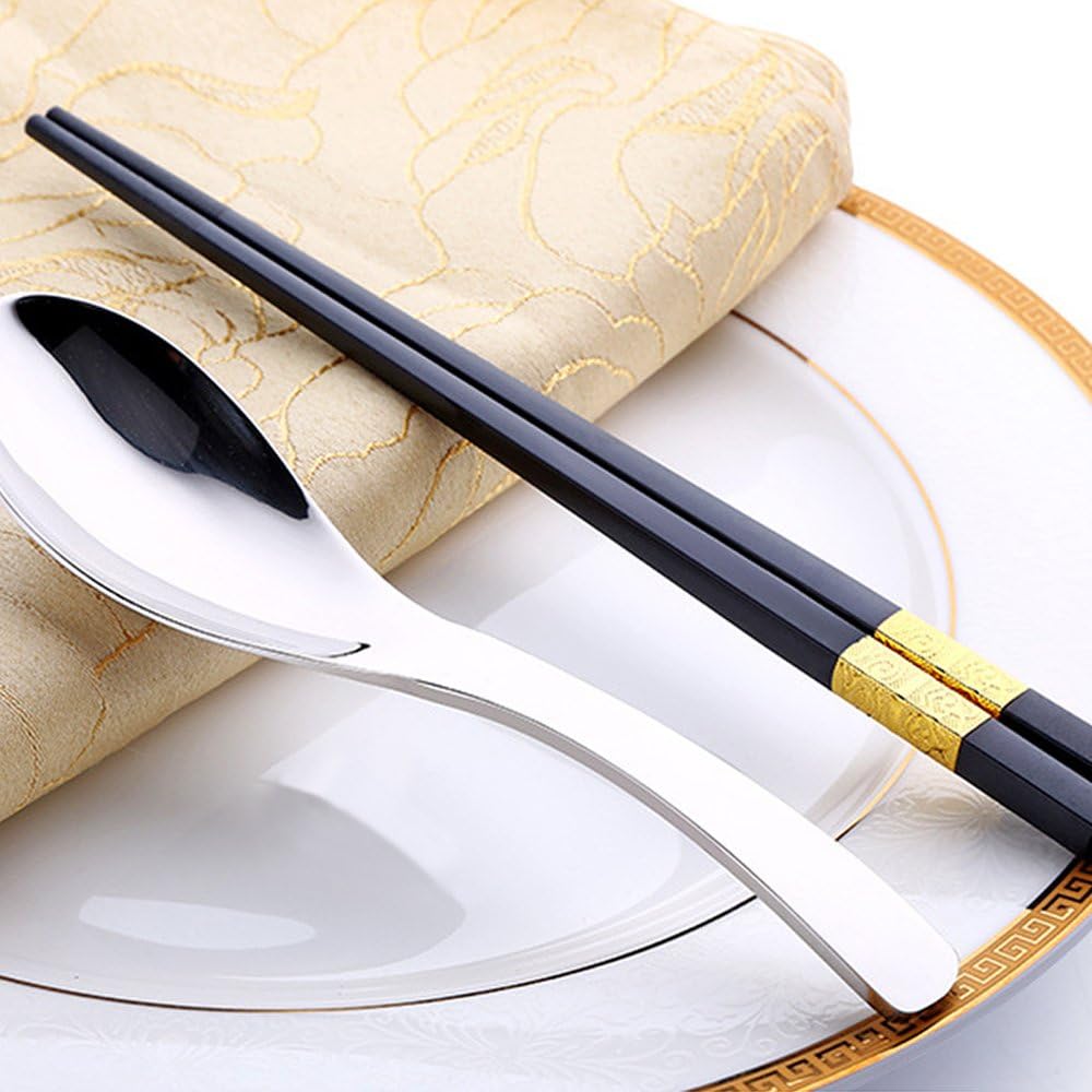 SSGP 2PCS Portable Outside Flatware Spoon Chopsticks Tableware Set 304 Stainless Steel Dinnerware with Travel Box