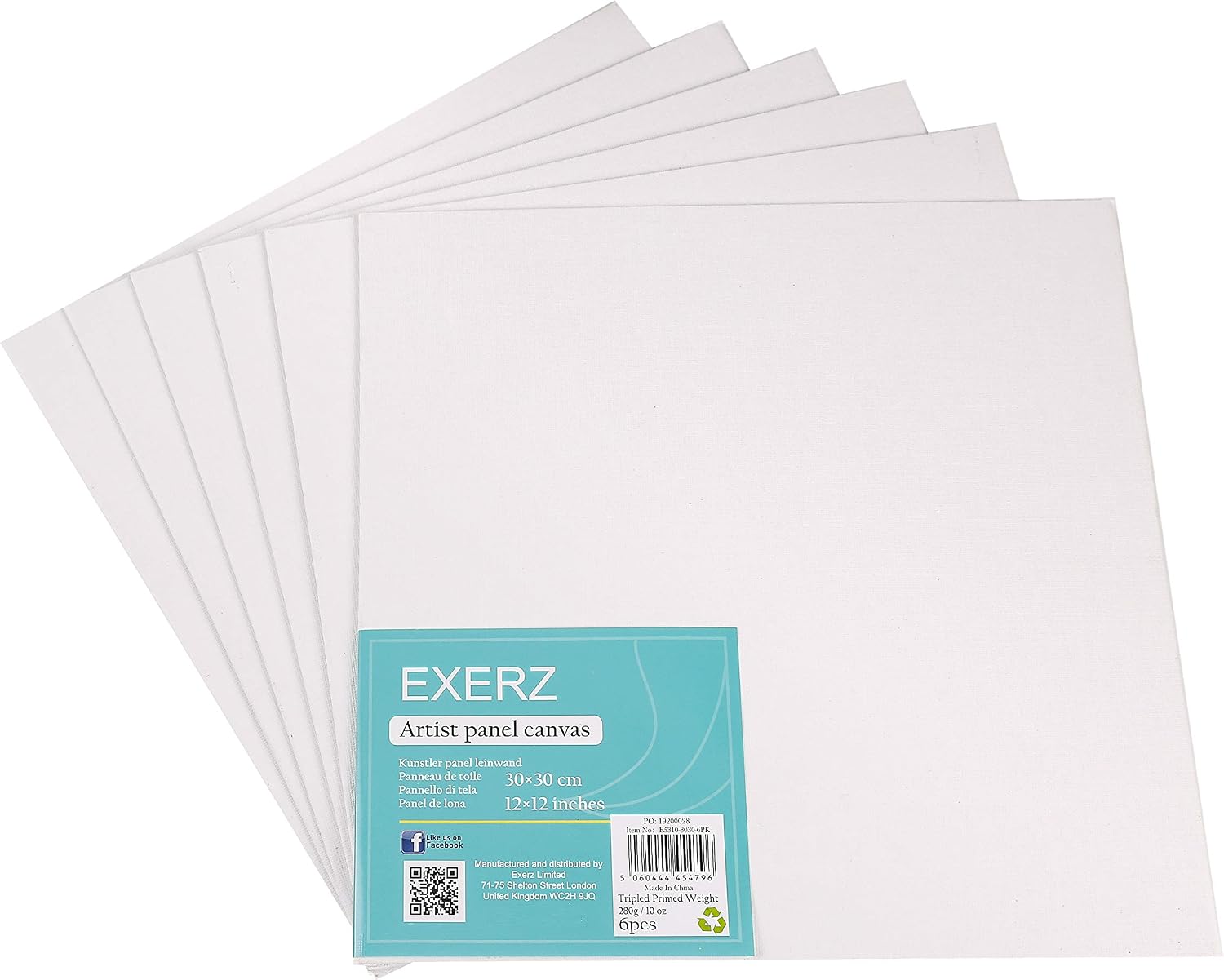 Exerz 30x30cm Canvas Panels 6pcs/ 3mm 280gsm 100% Cotton/Square Blank Artist Canvas Board/Triple Primed/Acid Free/Medium Grain - Image 4