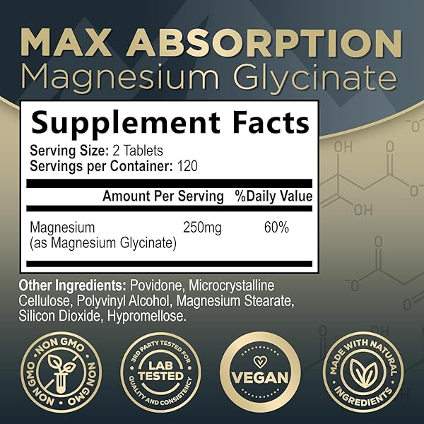 MAGNESIUM GLYCINATE CHELATED FOR MAX ABSORPTION – SUPPORTS BONE, MUSCLE, NERVES & HEART HEALTH, NATURE’S SLEEP AND STRESS SUPPORT, BEST MAGNESIUM SUPPLEMENT PILLS FOR WHOLE BODY SUPPORT – 240 TABLETS
