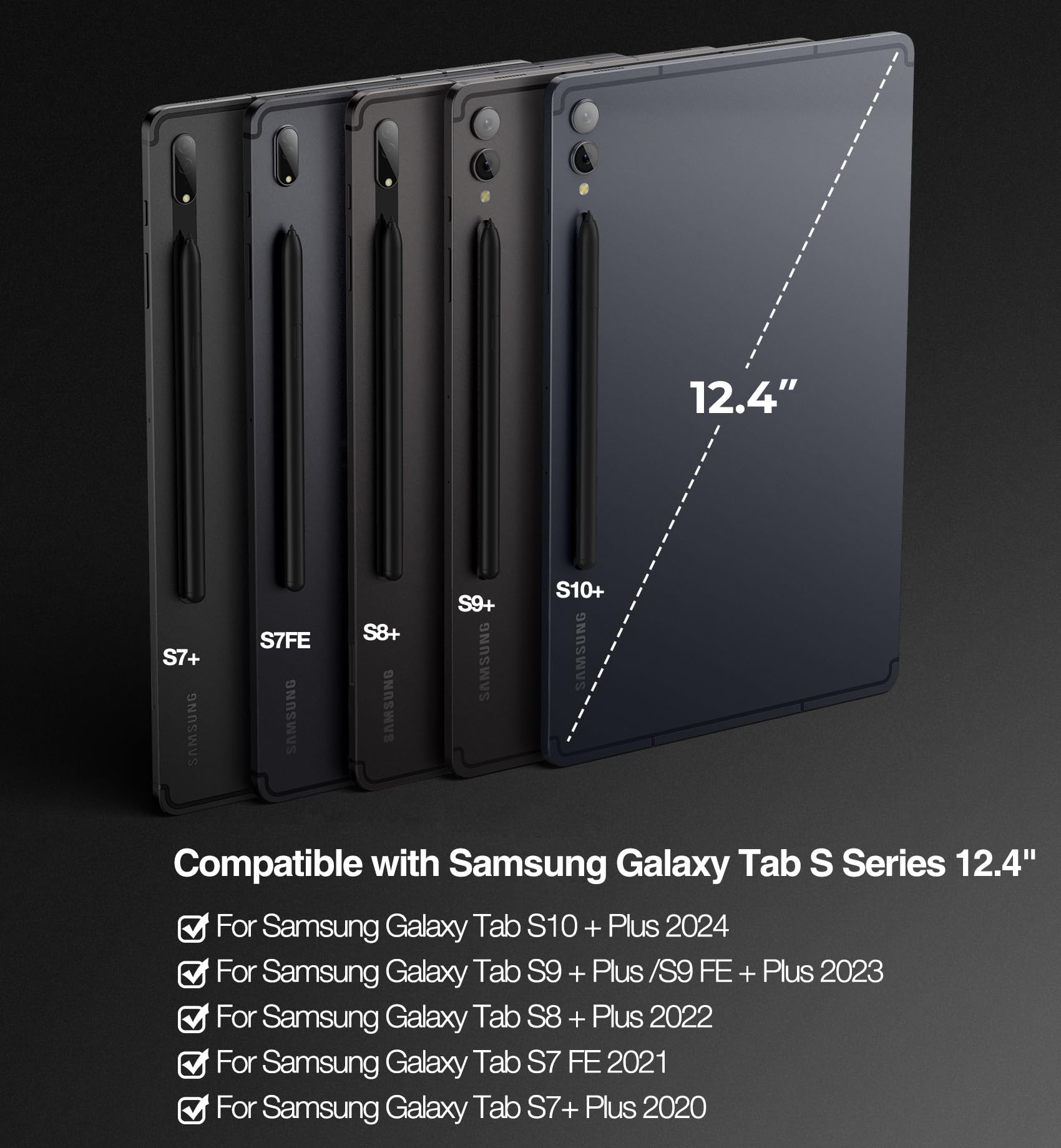 Dexnor for Samsung Galaxy Tab S10+ Plus/S9+ Plus/S9 FE+ Plus/S8+ Plus/S7+ Plus/S7 FE Case with Keyboard 12.4